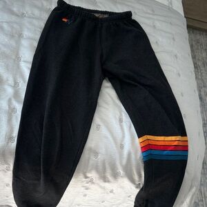 Aviator Nation Black Joggers with Multicolor Stripes